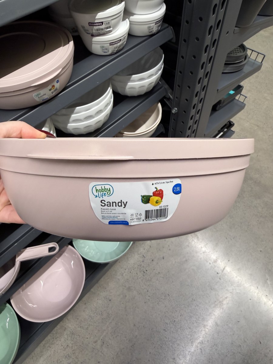 Hobby Life Sandy Flat Bowl with Lid 2.8L (Pink)