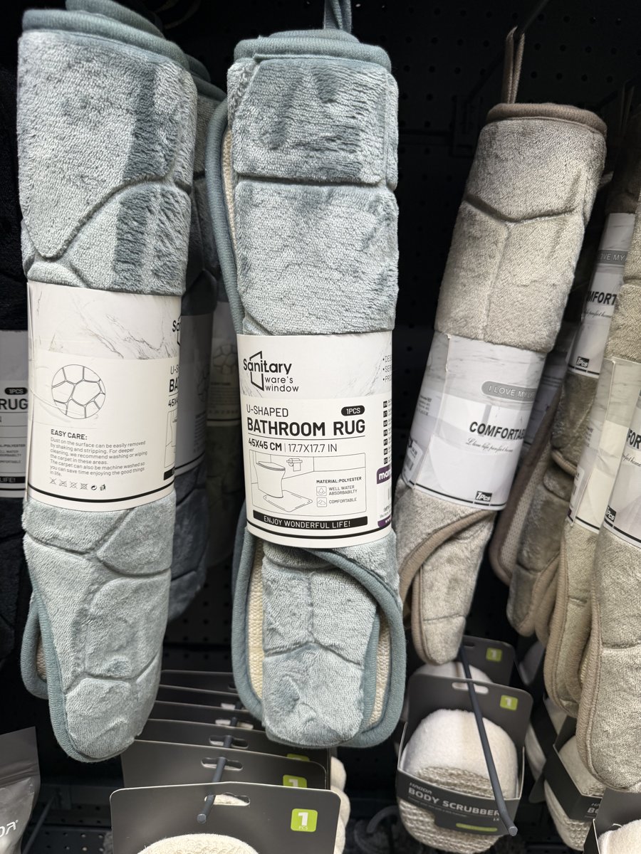 Sanitary Stone-Pattern Bathroom Mat 45x70cm (Grey)