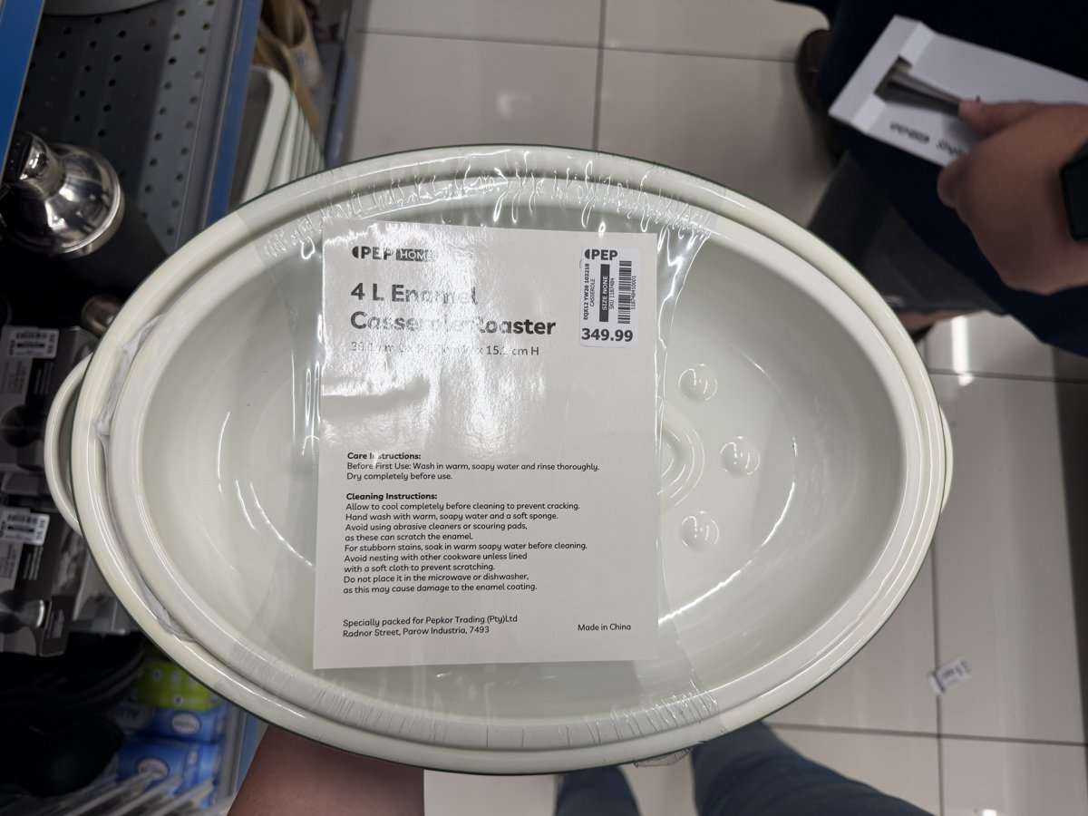 PEP Home 4L Enamel Oval Casserole/Roaster (Braai bak)