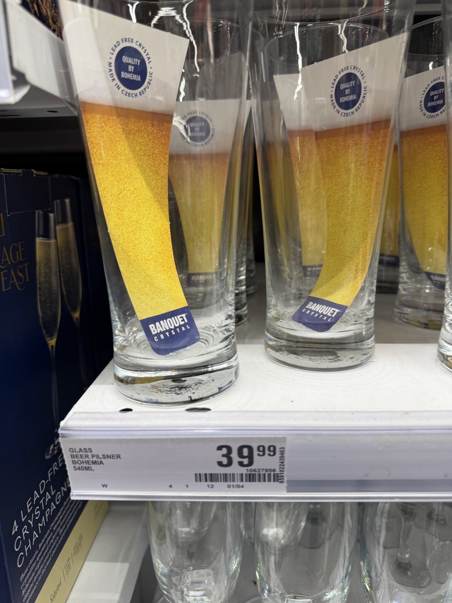 Banquet Crystal Beer Pilsner Bohemia Glass 540ml (Loose)